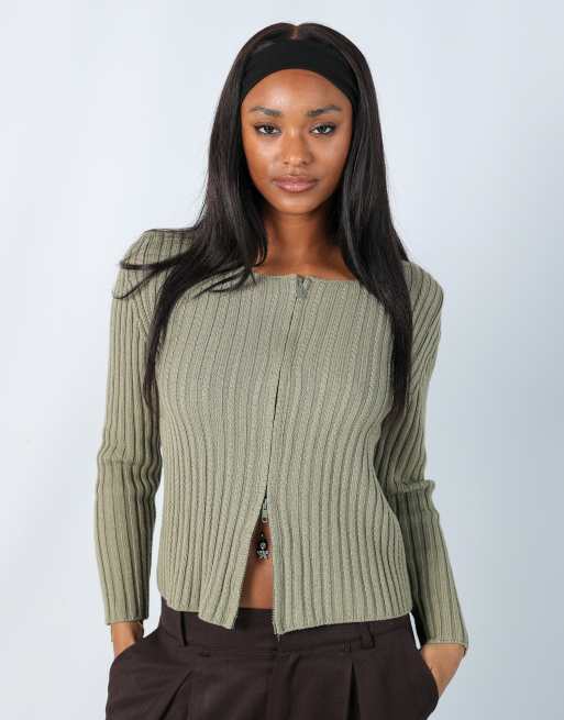Vintage Manilu S knitted top in khaki green