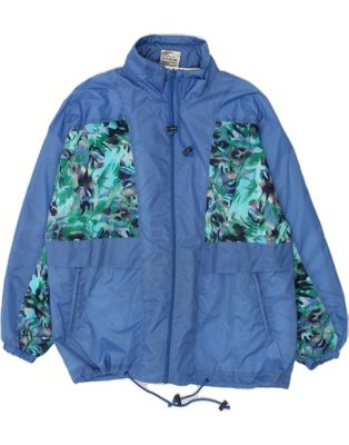 Vintage Marcel Clair Size XL Colourblock Hooded Rain Jacket in Blue