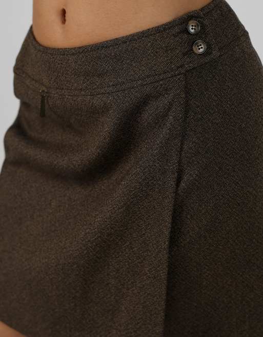 Vintage Marella 8 woven mini skirt in brown, 4 of 4