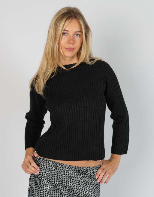 Vintage Marella M knitted jumper in black