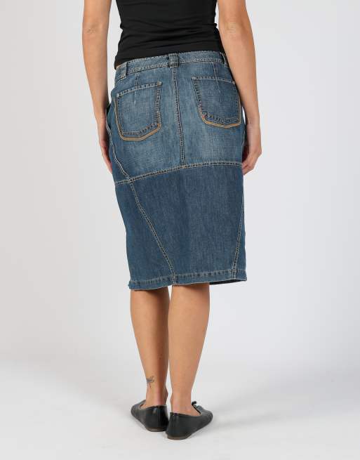 Vintage Marella S denim midi skirt in blue, 2 of 4