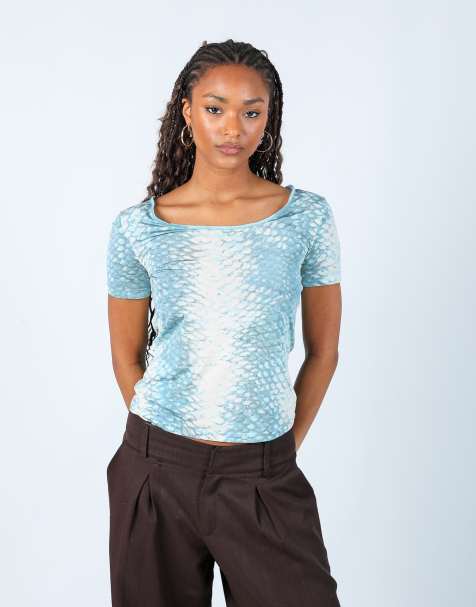 Vintage Marella S woven top in light blue - view 1