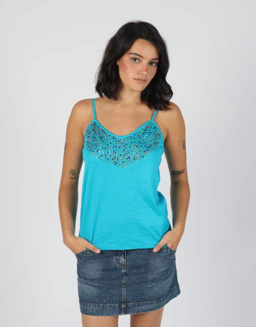 Vintage Maristella M cami in turquoise