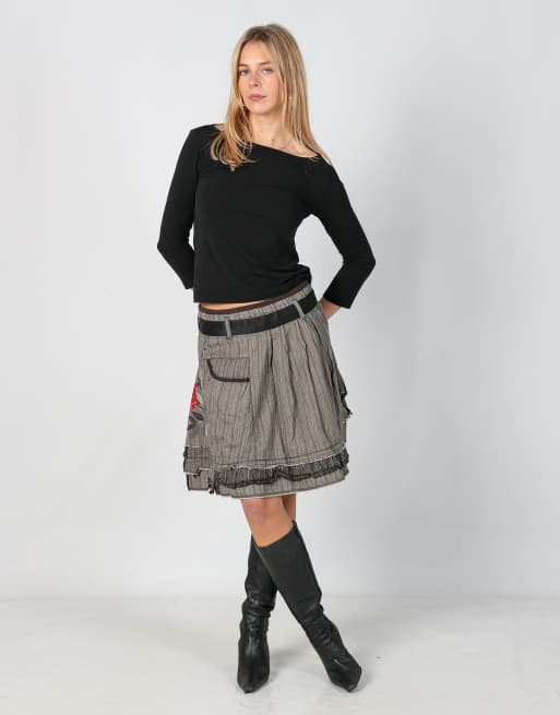 Vintage Marithe Francois Girbaud M woven midi skirt in grey