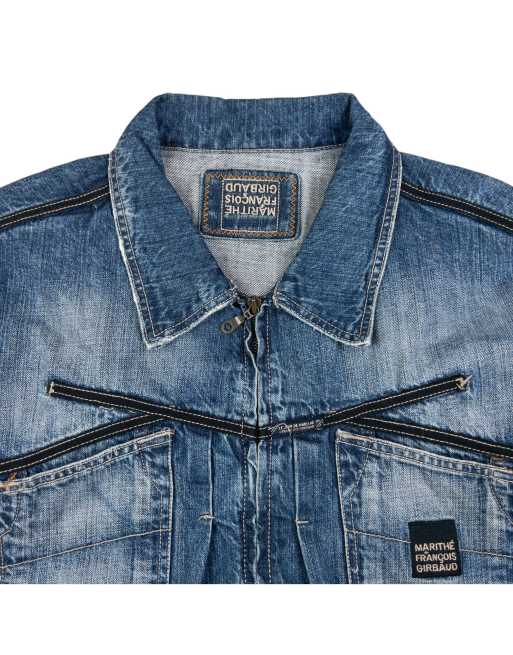 Vintage Marithe + Francois Girbaud zip up denim jackets size xxl in mid blue, 3 of 4