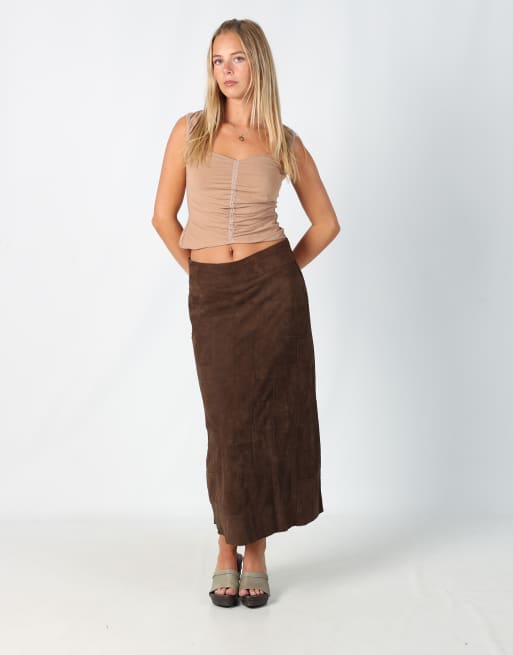Vintage Marlboro Classics S woven maxi skirt in brown
