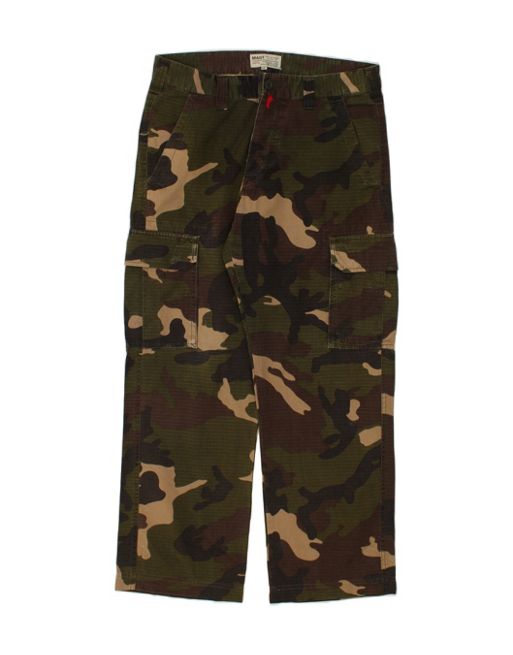 Vintage Mash Size M Camouflage Straight Cargo trousers ruffled in Green