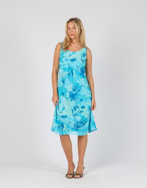 Vintage Massonetto M woven midi dress in light blue