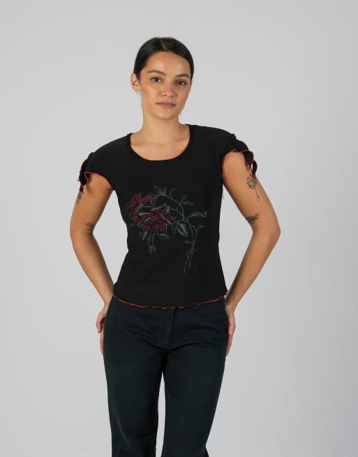 Vintage Material Girl S baby tee in black