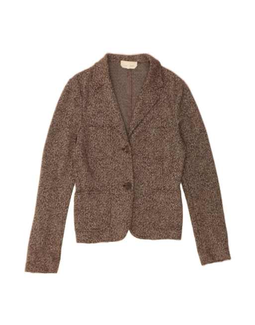 Vintage Max Mara Knit 2 Button Blazer Jacket UK 14 Large In Brown