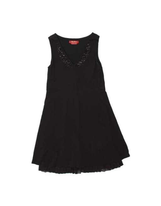 Vintage Max Mara Sleeveless A-line Dress UK 8 Small In Black