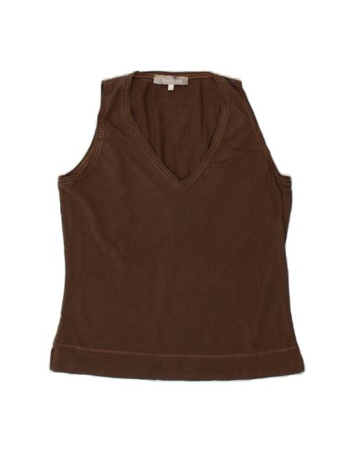 Vintage Max Mara Vest Top UK 14 Large In Brown