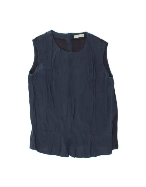 Vintage Max Mara Weekend Sleeveless Blouse Top UK 12 Medium In Blue