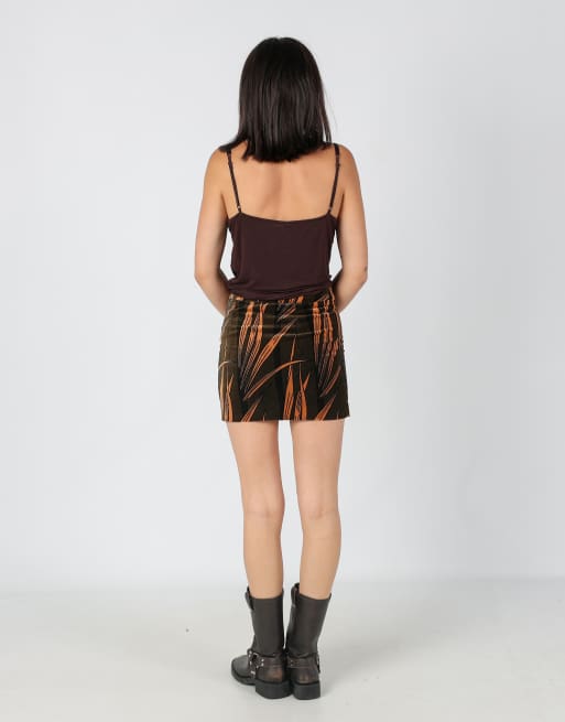 Vintage Woven Mini Skirt Dark Green ASOS