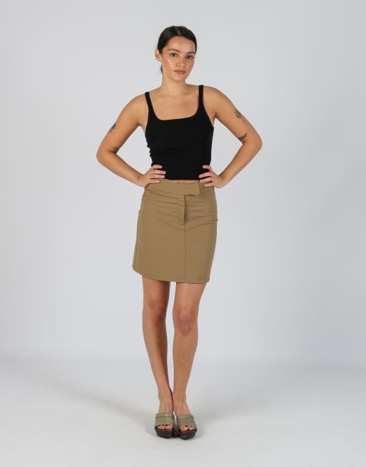 Vintage Max&Co. 8 woven midi skirt in tan