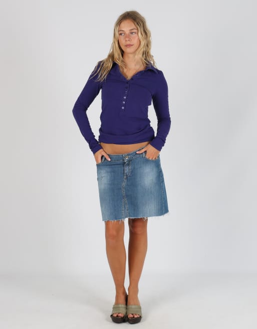 Vintage Max&Co. L denim mini skirt in blue