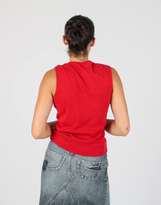 Vintage Max&Co. M woven vest in red, 2 of 4
