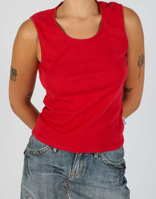 Vintage Max&Co. M woven vest in red, 4 of 4