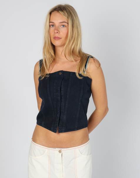 Vintage Max&Co. S denim waistcoat in navy blue - view 1