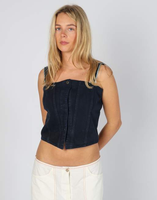 Vintage Max&Co. S denim waistcoat in navy blue
