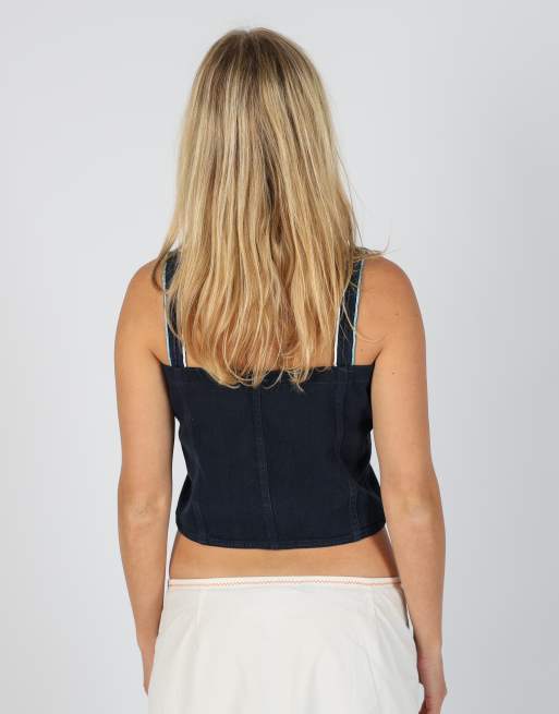 Vintage Max&Co. S denim waistcoat in navy blue, 2 of 4
