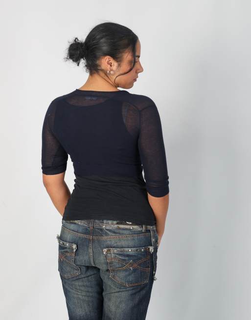 Vintage Max&Co. S knitted top in navy blue, 2 of 4