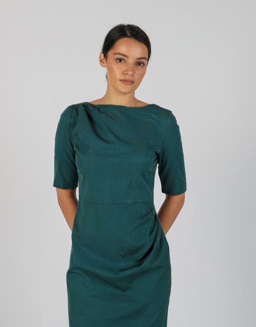Vintage Max&Co. S woven midi dress in dark green, 4 of 4