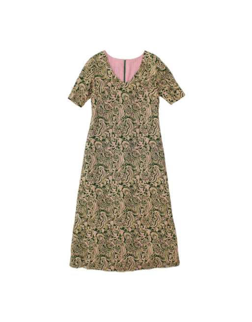 Vintage Maxi Dress UK 12 Medium In Green Paisley