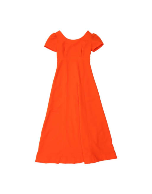 Vintage Maxi Dress UK 12 Medium In Orange