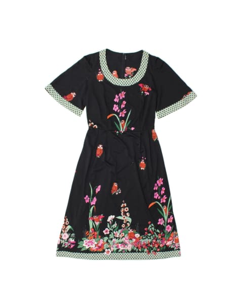 Vintage Maxi Dress UK 4 XS In Black Floral - view 1