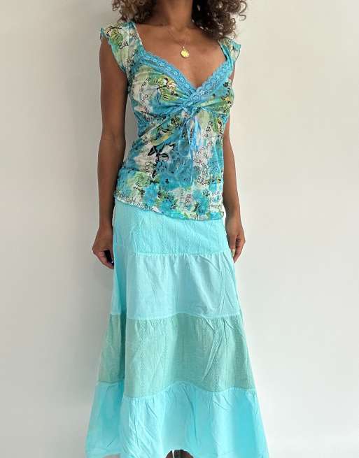 Vintage maxi skirt in blue, 4 of 5