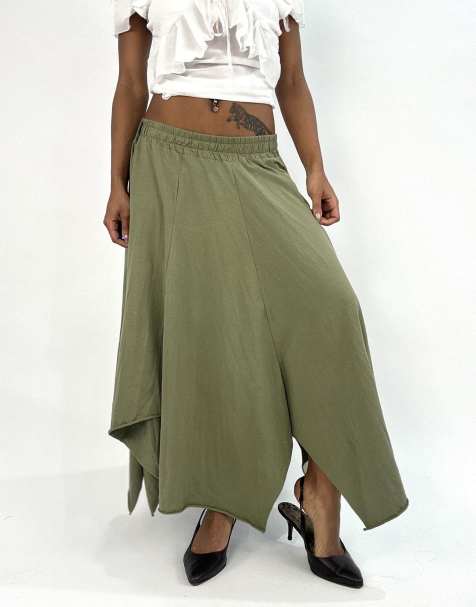 Vintage maxi skirt in olive - view 1