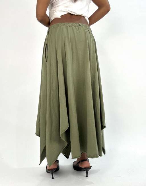 Vintage maxi skirt in olive, 2 of 4