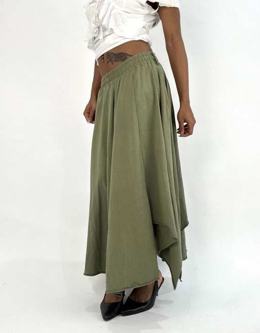 Vintage maxi skirt in olive, 4 of 4