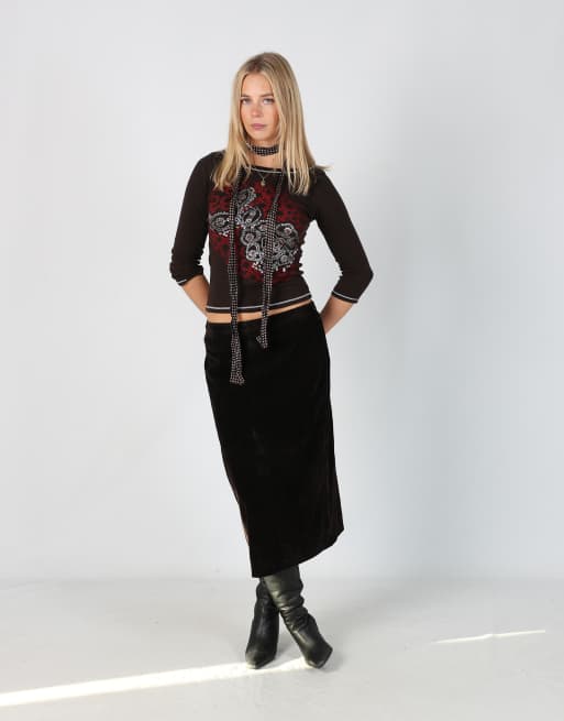 Vintage MaxMara 10 cord skirt in brown