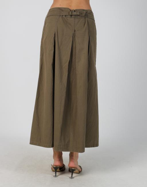 Vintage MaxMara 8 woven maxi skirt in khaki green, 2 of 4
