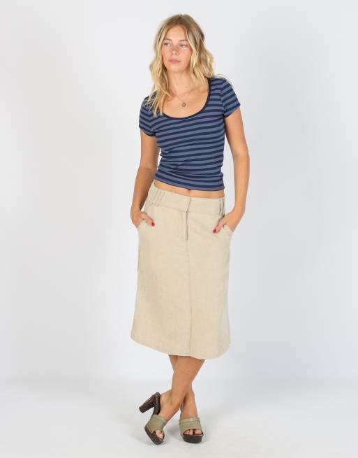 Vintage MaxMara 8 woven midi skirt in beige, 1 of 4
