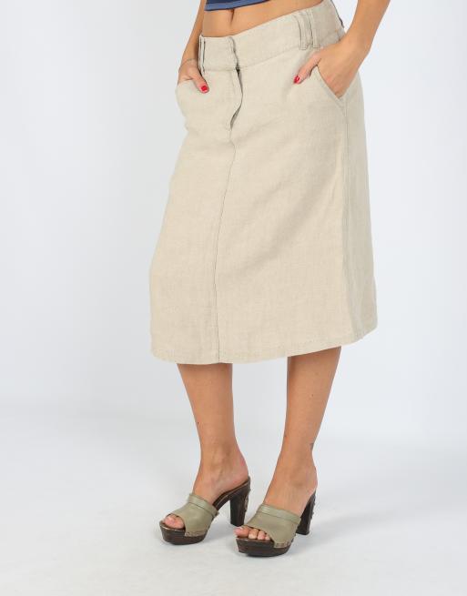 Vintage MaxMara 8 woven midi skirt in beige, 2 of 4