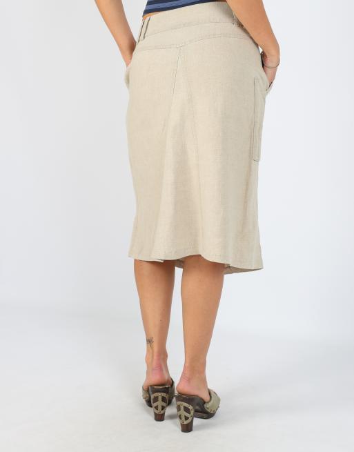 Vintage MaxMara 8 woven midi skirt in beige, 4 of 4