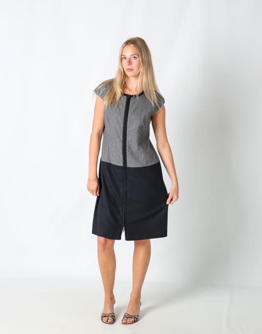 Vintage MaxMara L formal dress in grey