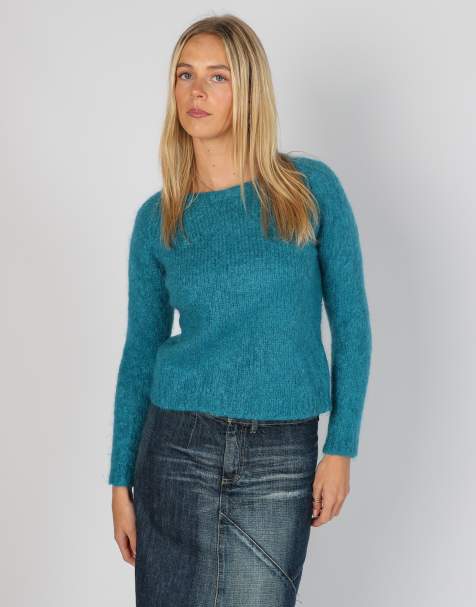 Vintage MaxMara M knitted jumper in turquoise - view 1