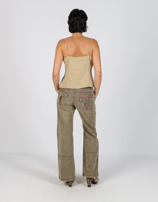 Vintage MaxMara S casual trousers in khaki green, 3 of 4