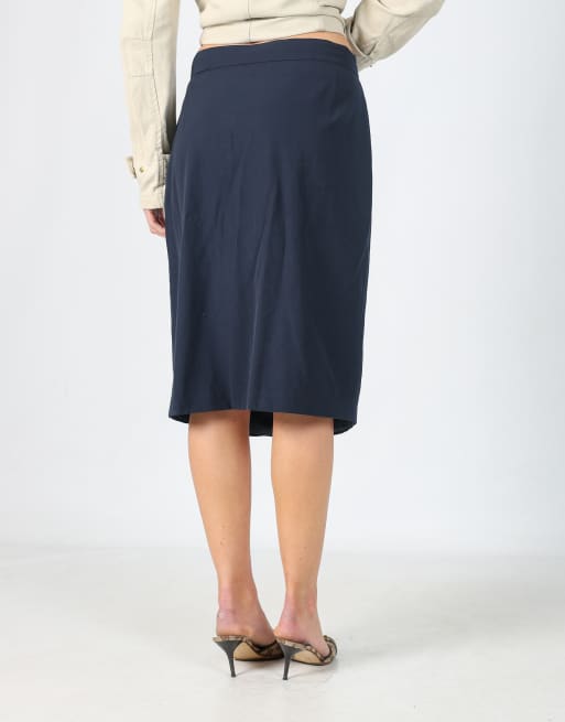 Vintage MaxMara S formal skirt in navy blue, 2 of 4
