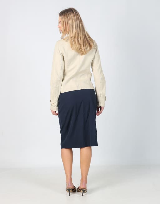 Vintage MaxMara S formal skirt in navy blue, 3 of 4