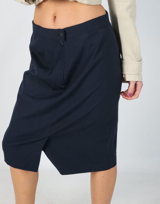 Vintage MaxMara S formal skirt in navy blue, 4 of 4