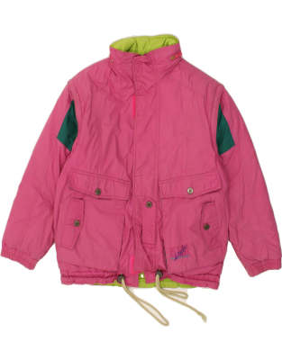 Vintage Mc Kees Size L Colourblock Hooded Reversible Padded Jacket in Pink