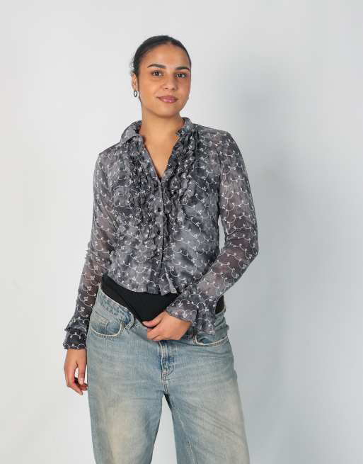 Vintage Melrose M blouse in grey, 3 of 4