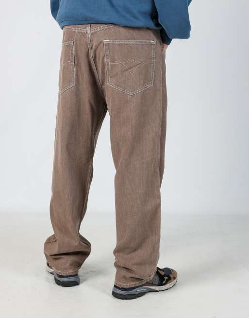 Vintage Member's property 40x32 denim hip hop jeans in brown
