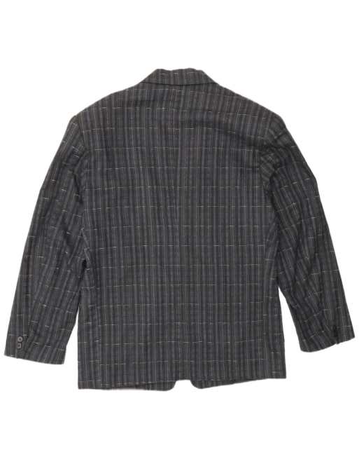 Vintage Mens 1 Button Blazer Jacket UK 40 Large Navy Blue Check Polyester, 2 of 4