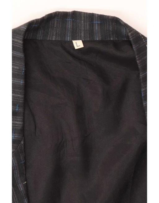 Vintage Mens 1 Button Blazer Jacket UK 40 Large Navy Blue Check Polyester, 3 of 4